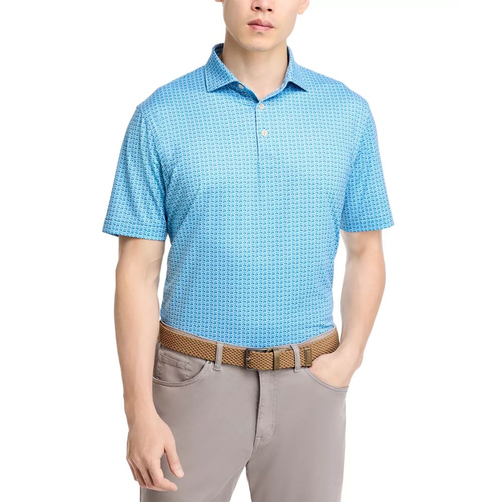 PETER MILLAR Polo Shirt Mens XXL Blue Comfort Performance Italian Wheels Cars